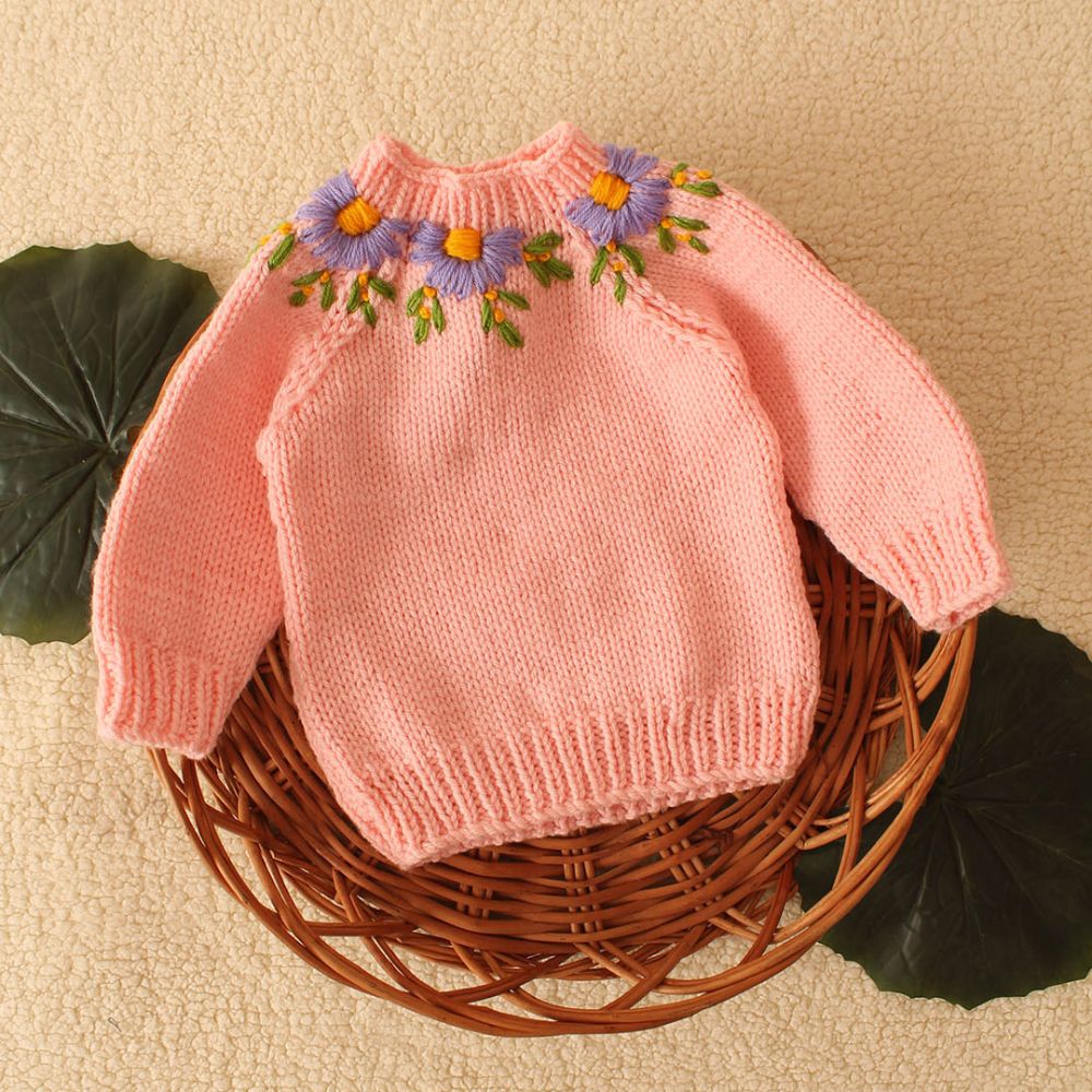  Daisy Dreams pink Embroidered Sweater